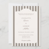 Ivory Taupe Neutral Striped Wedding  Einladung (Vorderseite)