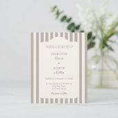 Ivory Taupe Neutral Striped Wedding invitation (Stehend Vorderseite)
