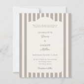Ivory Taupe Neutral Striped Wedding invitation (Vorderseite)