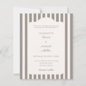 Ivory Taupe Neutral Striped Wedding invitation (Vorderseite)