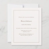 Ivory taupe photo birthday invitation (Rückseite)