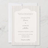 Ivory Taupe Pinstriped elegant classic Wedding  Einladung (Vorderseite)