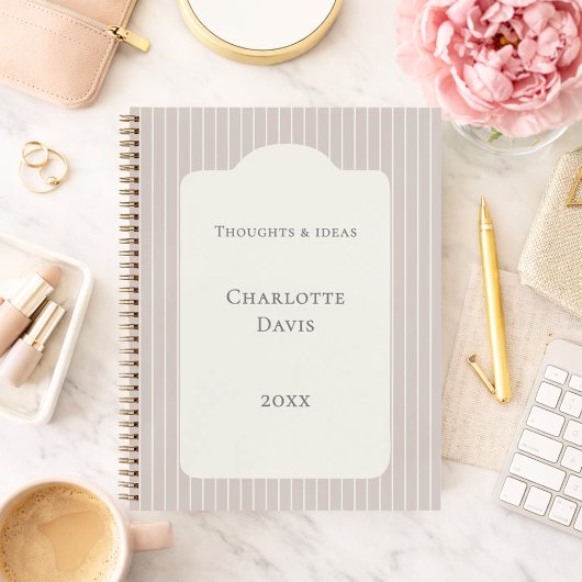 Ivory taupe pinstriped elegant modern notizblock