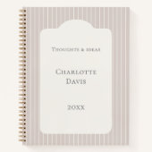 Ivory taupe pinstriped elegant modern notizblock (Vorderseite)