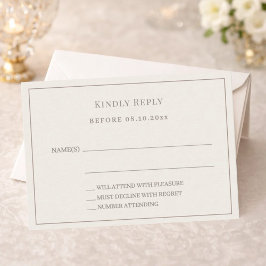 Ivory taupe pinstriped wedding response RSVP Mitteilungskarte