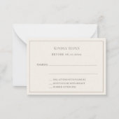 Ivory taupe pinstriped wedding response RSVP Mitteilungskarte (Vorderseite)
