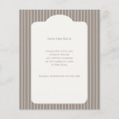 Ivory Taupe Pinstriped Wedding Save the Date Flyer (Hinten)