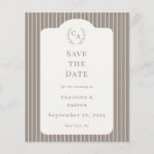 Ivory Taupe Pinstriped Wedding Save the Date Flyer (Vorne)