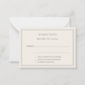 Ivory taupe wedding response RSVP Mitteilungskarte (Vorderseite)