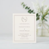 Ivory taupe wreath monogrammed wedding invitation (Stehend Vorderseite)