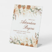 Ivory Terracotta Floral “Our Adventure Begins”  Sockelschild (Vorderseite)