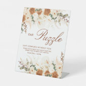 Ivory Terracotta Floral Puzzle Guest Book Sign Sockelschild (Vorderseite)