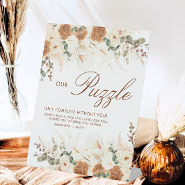 Ivory Terracotta Floral Puzzle Guest Book Sign Sockelschild