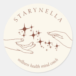 Ivory Terracotta Hands Energy Reiki Therapie Runder Aufkleber