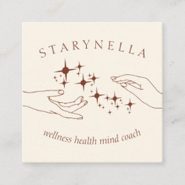Ivory Terracotta Stars Energy Hands Reiki Therapy Quadratische Visitenkarte