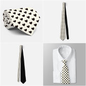 Ivory Tie with Small Black Heart Pattern Krawatte