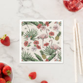 Ivory Tropical Flamingo Floral Pattern Serviette (Beispiel)