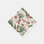 Ivory Tropical Flamingo Floral Pattern Serviette (Ecke)