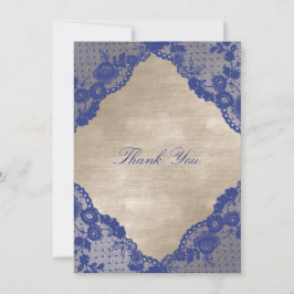 Ivory Velvet Royal Blue Navy Lace Vielen Dank Einladung