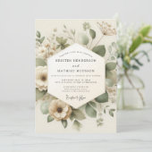 Ivory Verdant Meadow Wedding Einladung (Stehend Vorderseite)
