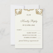 Ivory Victorian Christian Wedding RSVP Card Karte (Vorderseite)
