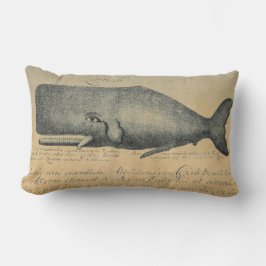 Ivory Vintag Beach Whale Lumbar Throw Lendenkissen