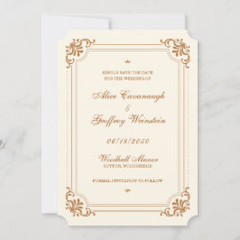 Ivory Vintag Blüh Elegante Hochzeit Save The Date