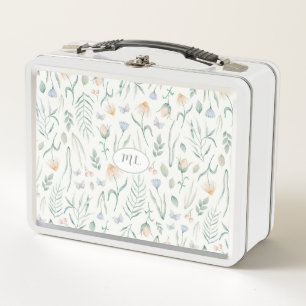Ivory Vintage Cottagecore Botanical Wiese Custom Metall Brotdose