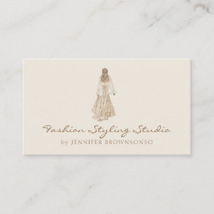 Ivory Watercolor Bride Dress Wedding Planner Visitenkarte