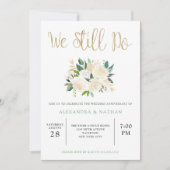 Ivory Watercolor Floral | Goldhochzeit Einladung (Vorderseite)