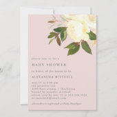Ivory Watercolor Florals auf Blush | Babyparty Einladung (Vorderseite)