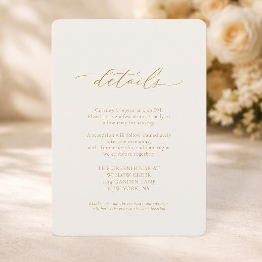 Ivory Wedding Details Card with Calligraphy Einladung