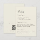 Ivory Wedding Details Qr Code Enclosure Card Einladung (Vorne/Hinten)