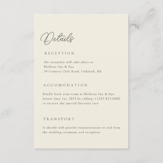 Ivory Wedding Details Qr Code Enclosure Card Einladung (Vorderseite)