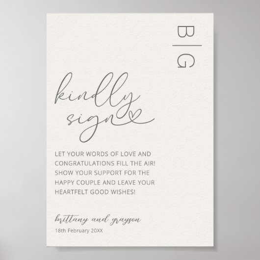 Ivory Wedding Guestbook Sign Poster (Vorne)