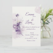 Ivory Wedding Invitation | Mauve Floral Design Einladung (Stehend Vorderseite)
