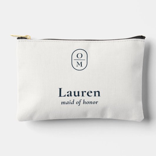 Ivory | Wedding Monogram Bridesmaid Gift  Zubehörtasche (Vorderseite)