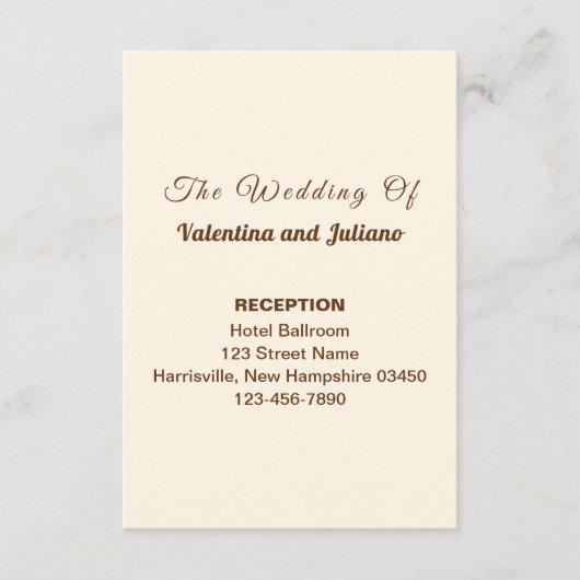 Ivory Wedding Reception Portrait Enclosure Card Begleitkarte (Vorderseite)