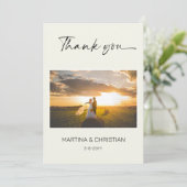 Ivory Wedding Vielen Dank Foto Postcard Dankeskarte (Stehend Vorderseite)
