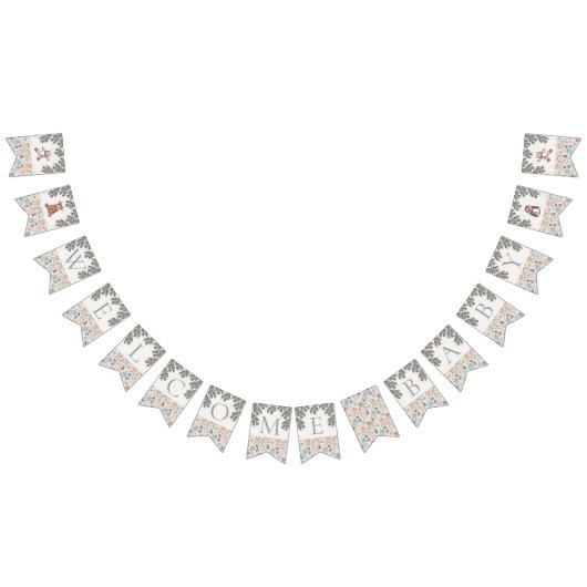 Ivory Welcome Baby Weihnachts Winter Baby Dusche Wimpelkette (Alle)