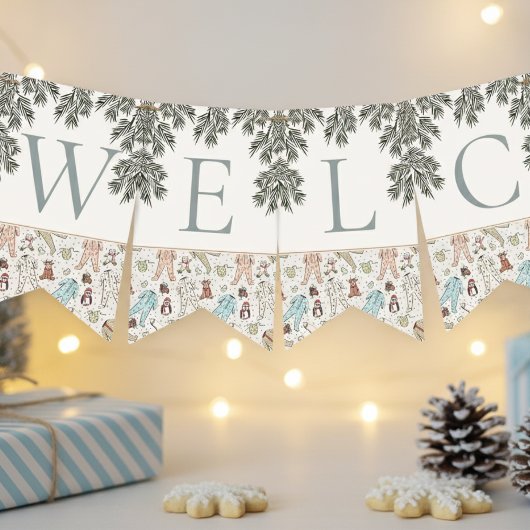 Ivory Welcome Baby Weihnachts Winter Baby Dusche Wimpelkette