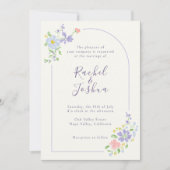 Ivory | Whimsical Floral Arch Script Wedding Einladung (Vorderseite)