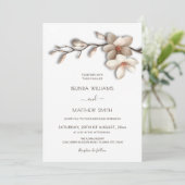 Ivory White 3D Magnolia Flower Wedding Einladung (Stehend Vorderseite)