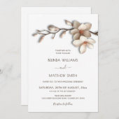 Ivory White 3D Magnolia Flower Wedding Einladung (Vorne/Hinten)