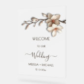 Ivory White 3D Magnolia Flowers Wedding Welcome Acrylschild (Winkel)