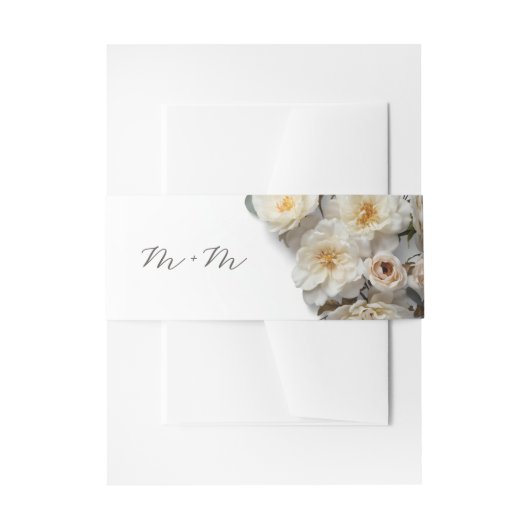 Ivory White 3D Roses Wedding Einladungsbanderole (Vorderseite Beispiel)