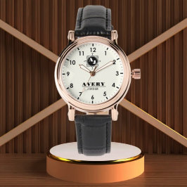 Ivory White and Gold Personalized Custom Monogram  Armbanduhr