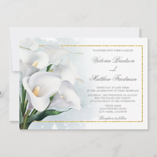 Ivory White Calla Lily Wedding Einladung (Vorderseite)