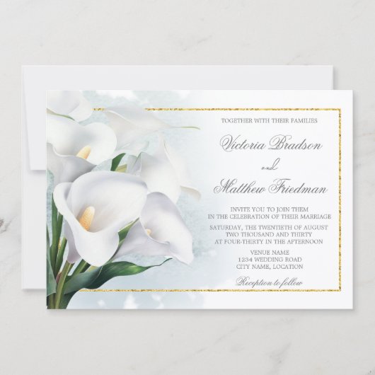 Ivory White Calla Lily Wedding Einladung (Vorderseite)