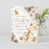 Ivory White Cocktails and Cookies Party Invitation Einladung (Stehend Vorderseite)